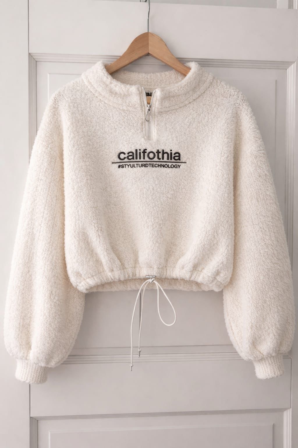 teddy fleece cropped hoodie.
